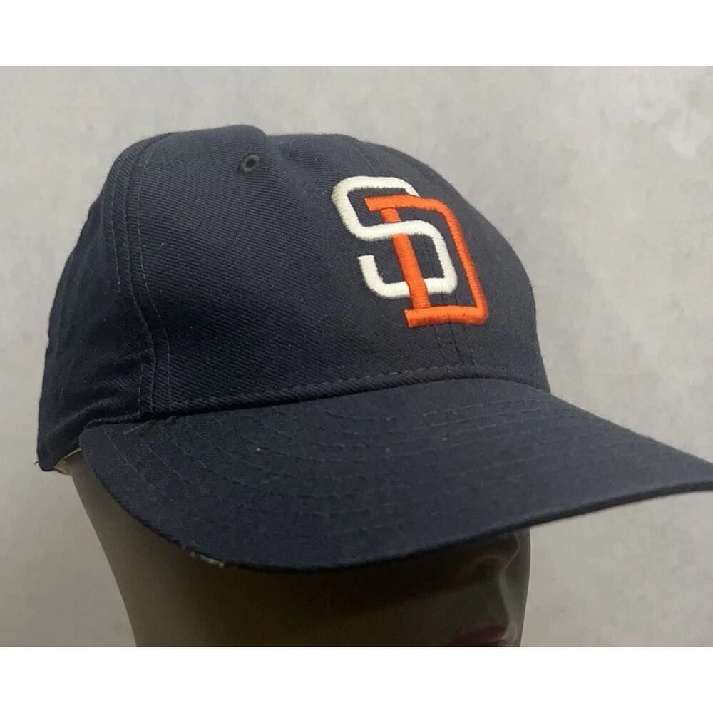 Vintage San Diego Padres Logo Cap Dark Blue Size 6 7/8 1990s MLB Baseball Cap - Picture 3 of 11